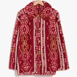 MOTHER Red Warm Fuzzy Teddy Fleece Coat Snug as a Bug in a Rug Size Small EUC